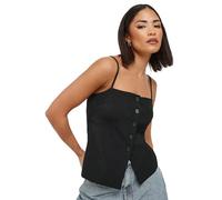 PixieGirl Petite Black Structured Button Vest Top Petite