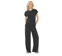 PixieGirl Petite Black Wide Leg Textured Trousers Petite
