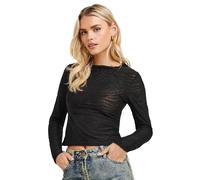PixieGirl Petite Black Zebra Mesh Long Sleeve Top Petite