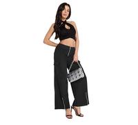 PixieGirl Petite Black Zip Detail Cotton Cargo Trousers Petite
