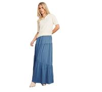 PixieGirl Petite Blue Asymmetric Tiered Maxi Skirt Petite