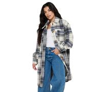 PixieGirl Petite Blue Blurred Check Print Longline Shacket Petite
