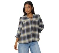PixieGirl Petite Blue Brushed Check Tie Front Smock Top Petite