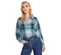 PixieGirl Petite Blue Check Print Boyfriend Shirt Petite