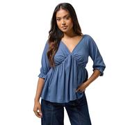 PixieGirl Petite Blue Cotton Smock Top Petite