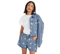 PixieGirl Petite Blue Denim Daisy Embroidered Shorts Petite