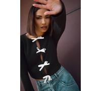 Pixiegirl Petite Bow Detail Top In Black Black 14