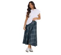 PixieGirl Petite Brown & Blue Check Midi Skirt Petite