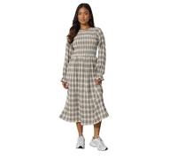 PixieGirl Petite Brown Check Shirred Long Sleeve Midi Dress Petite
