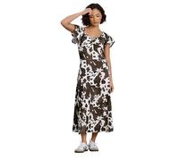 PixieGirl Petite Brown Cow Print Flutter Sleeve Dress Petite