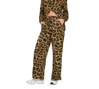 PixieGirl Petite Brown Leopard Print Drawstring Wide Leg Trousers Petite