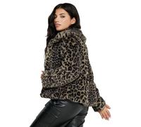 PixieGirl Petite Brown Leopard Print Faux Fur Coat Petite