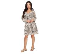 PixieGirl Petite Brown Leopard Print Smock Mini Dress Petite