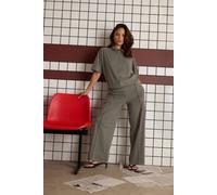 Pixiegirl Petite Brushed Pintuck Wide Leg Trousers In Brown Brown