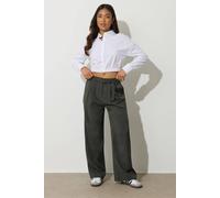 Pixiegirl Petite Buckle Wide Leg Trousers In Dark Olive Dark Olive 18