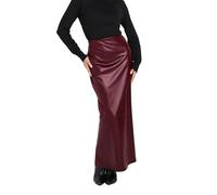 PixieGirl Petite Burgundy Red Faux Leather Fishtail Skirt Petite