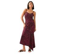 PixieGirl Petite Burgundy Red Leopard Print Hanky Hem Maxi Dress Petite