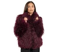 PixieGirl Petite Burgundy Red Mongolian Faux Fur Jacket Petite