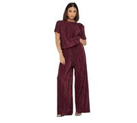 PixieGirl Petite Burgundy Red Plisse Wide Leg Trousers Petite