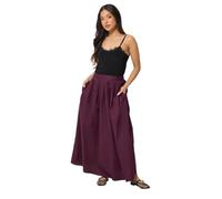 PixieGirl Petite Burgundy Red Poplin Cotton Maxi Skirt Petite