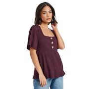 PixieGirl Petite Burgundy Red Ribbed Smock Top Petite