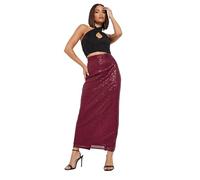 PixieGirl Petite Burgundy Red Sequin Embellished Maxi Skirt Petite