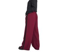 PixieGirl Petite Burgundy Red Side Stripe Contrast Waist Wide Leg Trousers Petite