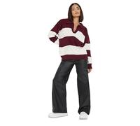PixieGirl Petite Burgundy Red Stripe Collared Knitted Jumper Petite