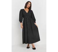 Pixiegirl Petite Button Midi Dress In Black Black
