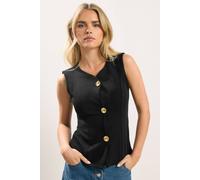 Pixiegirl Petite Button Sleeveless Top In Black Black 6