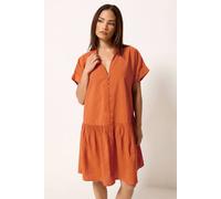 Pixiegirl Petite Button Through Shirt Dress In Burnt Orange Burnt Orange