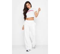 Pixiegirl Petite 'california' Slogan Wide Leg Joggers In White White 16