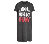 PixieGirl Petite Charcoal Grey 'Oh What Fun!' Slogan Christmas Nightdress Petite