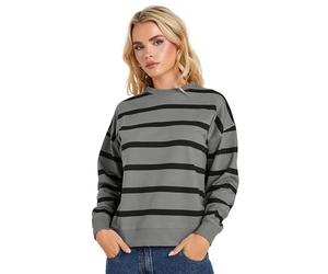 PixieGirl Petite Charcoal Grey Stripe Sweatshirt Petite