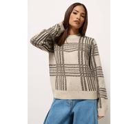 Pixiegirl Petite Check Knitted Jumper In Natural Natural