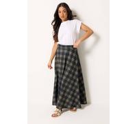 Pixiegirl Petite Check Maxi Skirt In Dark Blue Dark Blue