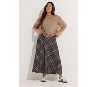 Pixiegirl Petite Check Midi A-Line Skirt In Chocolate Chocolate 14