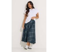 Pixiegirl Petite Check Midi A-Line Skirt In Dark Blue Dark Blue