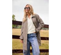 Pixiegirl Petite Check Midi Coat In Medium Beige Medium Beige