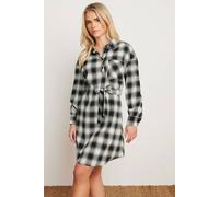 Pixiegirl Petite Check Print Shirt Dress In Black Black 12