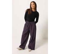Pixiegirl Petite Check Print Wide Leg Trousers In Burgundy Burgundy