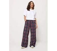Pixiegirl Petite Check Print Wide Leg Trousers In Burgundy Burgundy