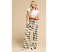 Pixiegirl Petite Check Wide Leg Trousers In Light Brown Light Brown 14