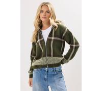 Pixiegirl Petite Check Zip Cardigan In Green Green 16-18