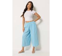 Pixiegirl Petite Cheesecloth Cropped Wide Leg Trousers In Baby Blue Baby Blue