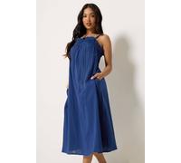 Pixiegirl Petite Cheesecloth Maxi Dress In Dark Blue Dark Blue