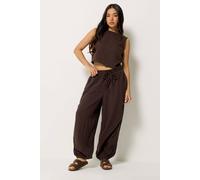 Pixiegirl Petite Cheesecloth Top & Balloon Trousers In Chocolate Chocolate