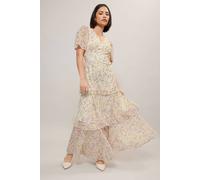 Pixiegirl Petite Chiffon Floral Maxi Dress In Yellow Yellow 10