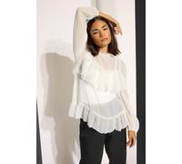 Pixiegirl Petite Chiffon Frill Blouse In Ivory Ivory 12