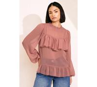 Pixiegirl Petite Chiffon Frill Blouse In Pink Pink 16